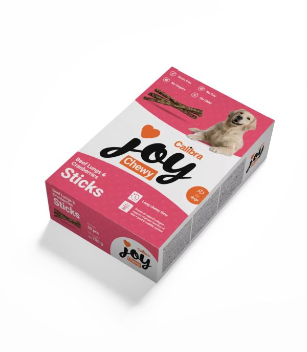 Calibra Joy Dog Chewy Beef Lungs&Cranber. Kollagen Sticks 700g 50 stk Kassi