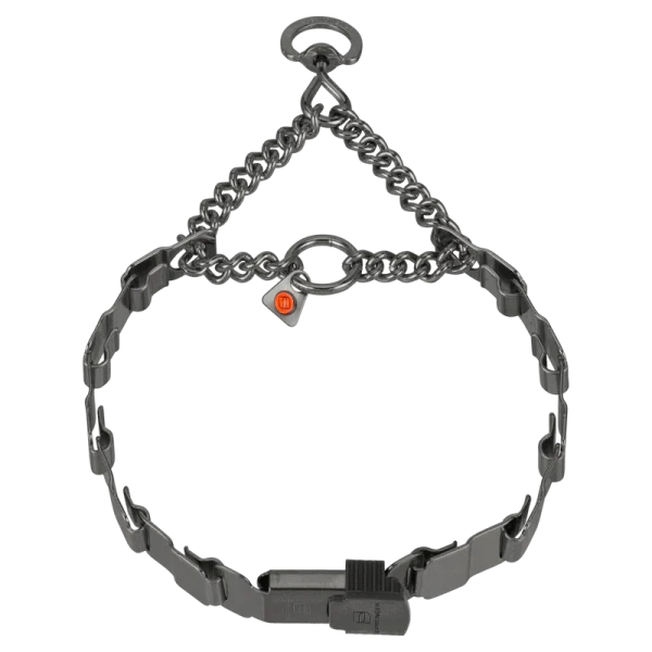 NeckTech Fun með takmörkun og ClickLock - Hálsól Ryðfrítt stál svört.