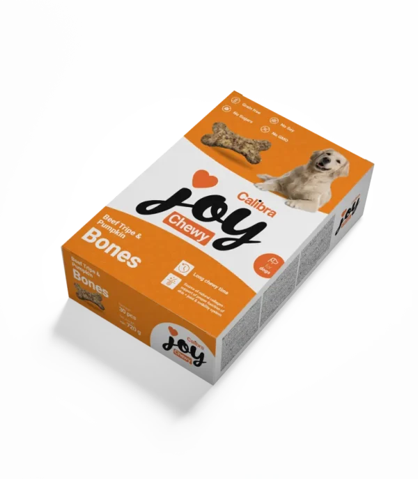 Calibra Joy Dog Chewy Beef Tripe & Pumpkin Bones kollagen 720g 30 stk Kassi