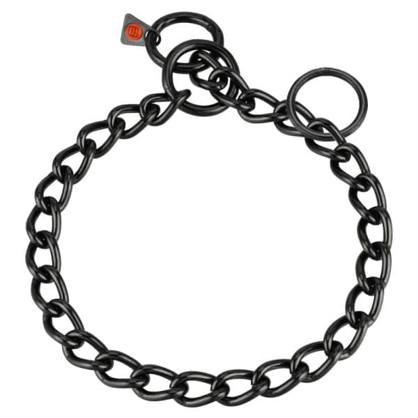 Sprenger hálsól, flatir hlekkir - Riðfrítt stál svört, 4.0 mm