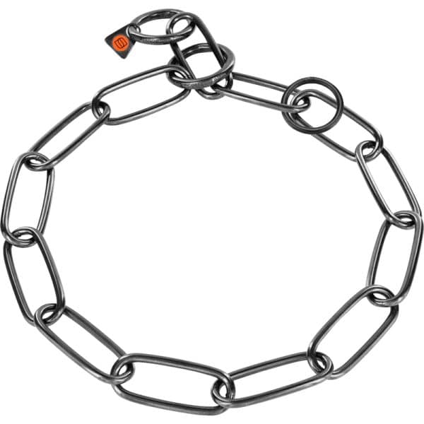 Sprenger hálsól, langir hlekkir - riðfrítt stál svört - 4.0 mm