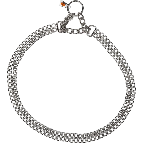 Sprenger hálsól, tvöföld, flatir hlekkir. Riðfrítt stál króm, 2.0 mm